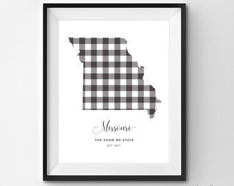 Missouri Printable | Printable Art | Gingham | MO Print | Missouri Art | Missouri | State Art Printable | State Poster | Printable Wall Art