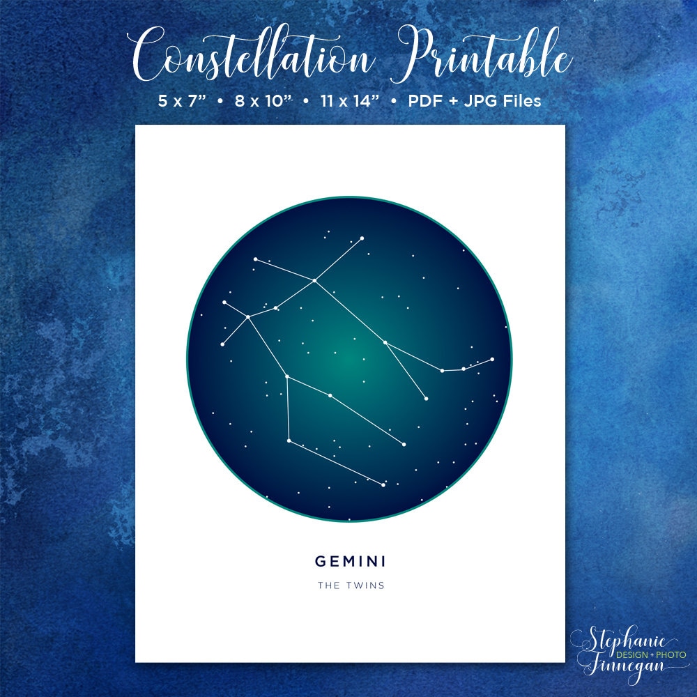 Gemini Printable | Gemini Art Print | Constellation Printable ...