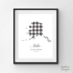 Alaska imprimible / Arte imprimible / Gingham / Arte de Alaska / Alaska / Arte estatal imprimible / Cartel estatal / Arte de pared imprimible / Impresión estatal