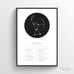 Orion Constellation Print Printable Poster Constellation Art Minimalist Poster Black and White Stars Instant Download image 3