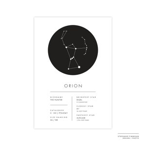 Orion Constellation Print Printable Poster Constellation Art Minimalist Poster Black and White Stars Instant Download image 4