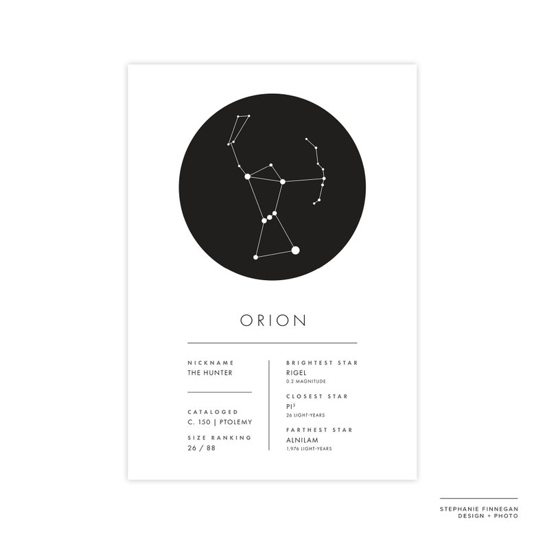 Orion Constellation Print Printable Poster Constellation Art Minimalist Poster Black and White Stars Instant Download image 4