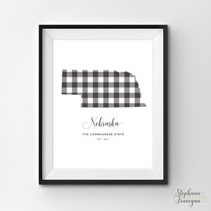 Nebraska imprimible / Arte imprimible / Gingham / Arte de Nebraska / Nebraska / Arte estatal imprimible / Cartel estatal / Arte de pared imprimible / Arte de pared