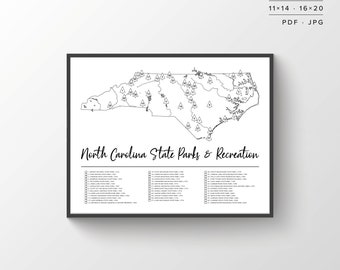 NC State Parks Map | Printable Map | Coloring Parks Map | North Carolina Parks | NC State Parks Print | Travel Map | Adventure Map