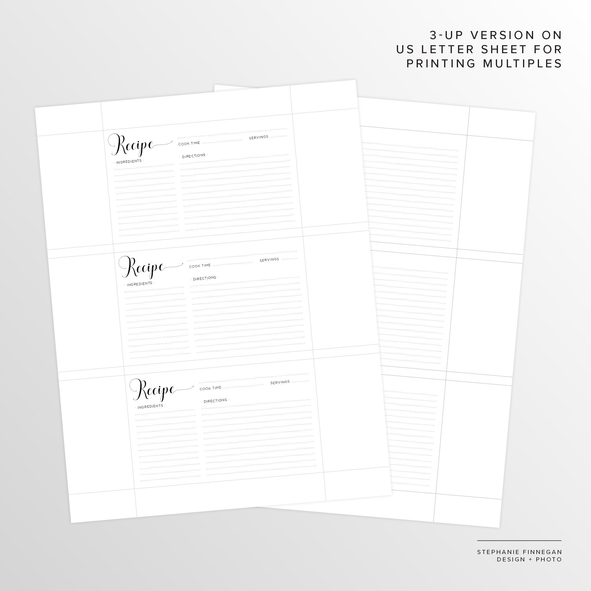 3x5 Recipe Card | Printable Recipe | Printable Card | Recipe ...