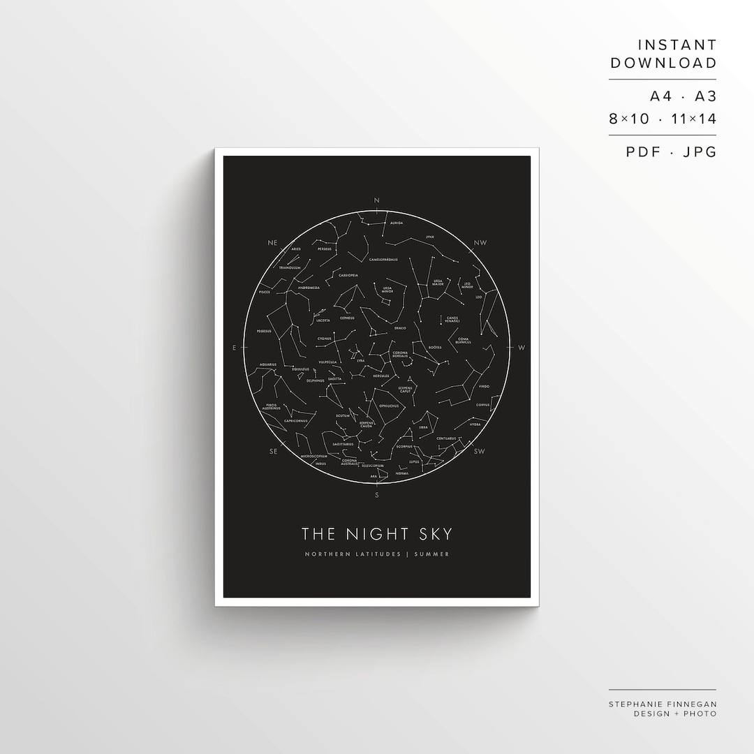 Constellations Print Printable Poster Night Sky Constellation Art ...