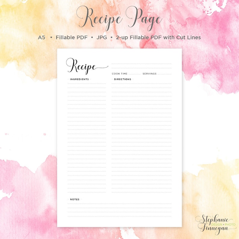 photo relating to Printable Recipe Pages named A5 Recipe Web page Recipe Site A5 Recipe E-book Recipe Card Recipe Binder Recipe Sheet Printable Recipe Webpage Blank Recipe E-book