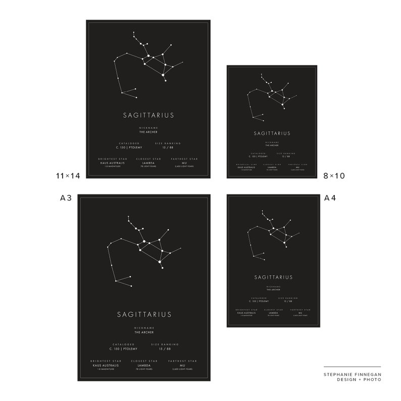 Sagittarius Constellation Print Printable Poster Constellation Art Zodiac Minimalist Poster Black and White Instant Download image 4