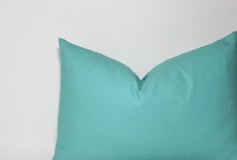Aqua Lumbar pillow cover. Button pillow cover. Brushed canvas Etsy