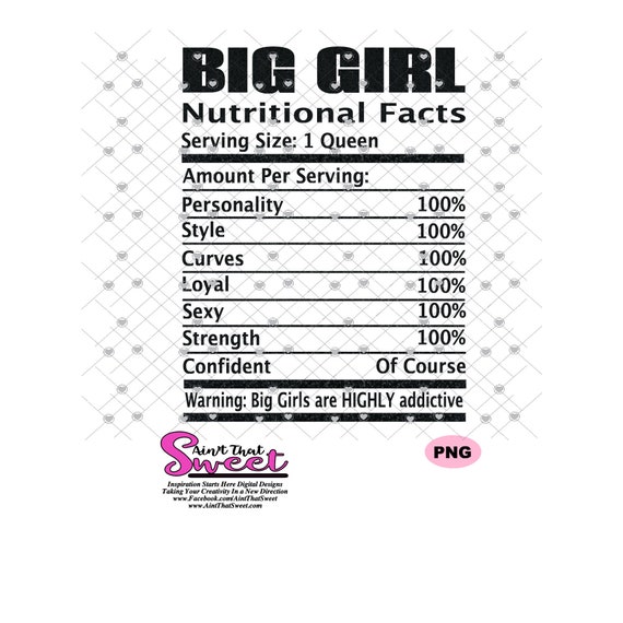 Big Girl Nutrition Facts Svg Big Girl Layered Svg Drawing