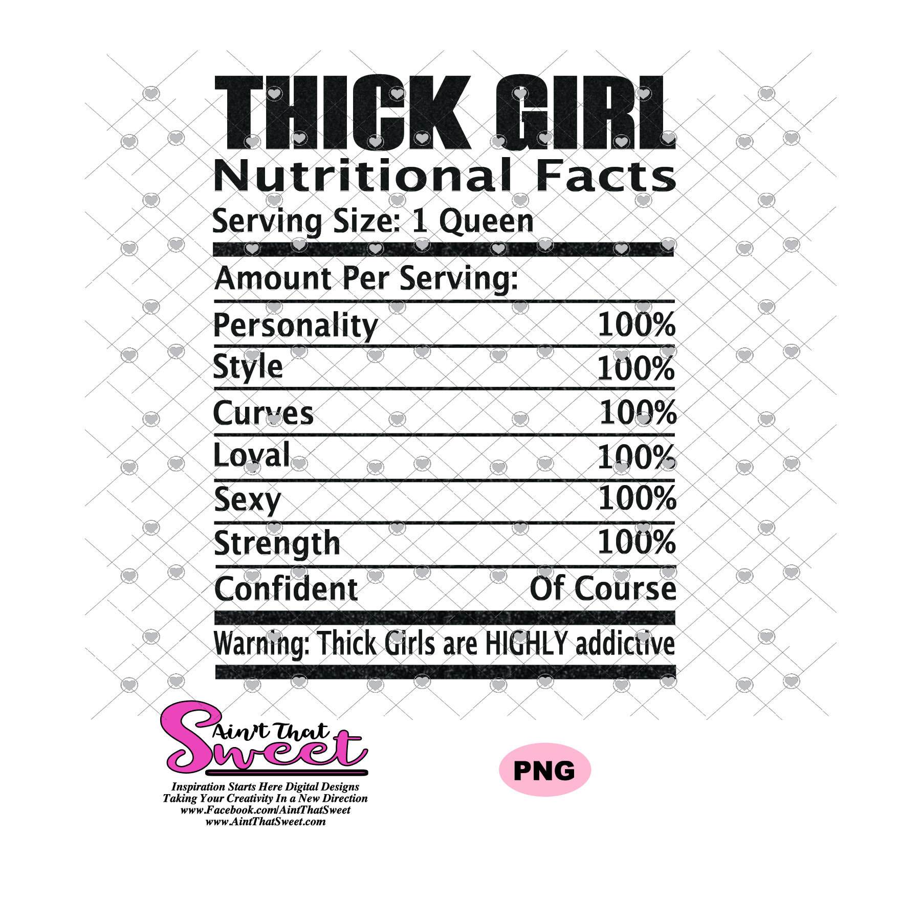 Thick Girl Nutritional Facts Transparent PNG SVG Etsy