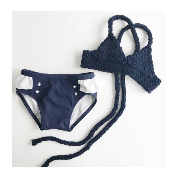 Boho Baby Bikini Top Knit Bikini top for baby girl in NAVY Etsy