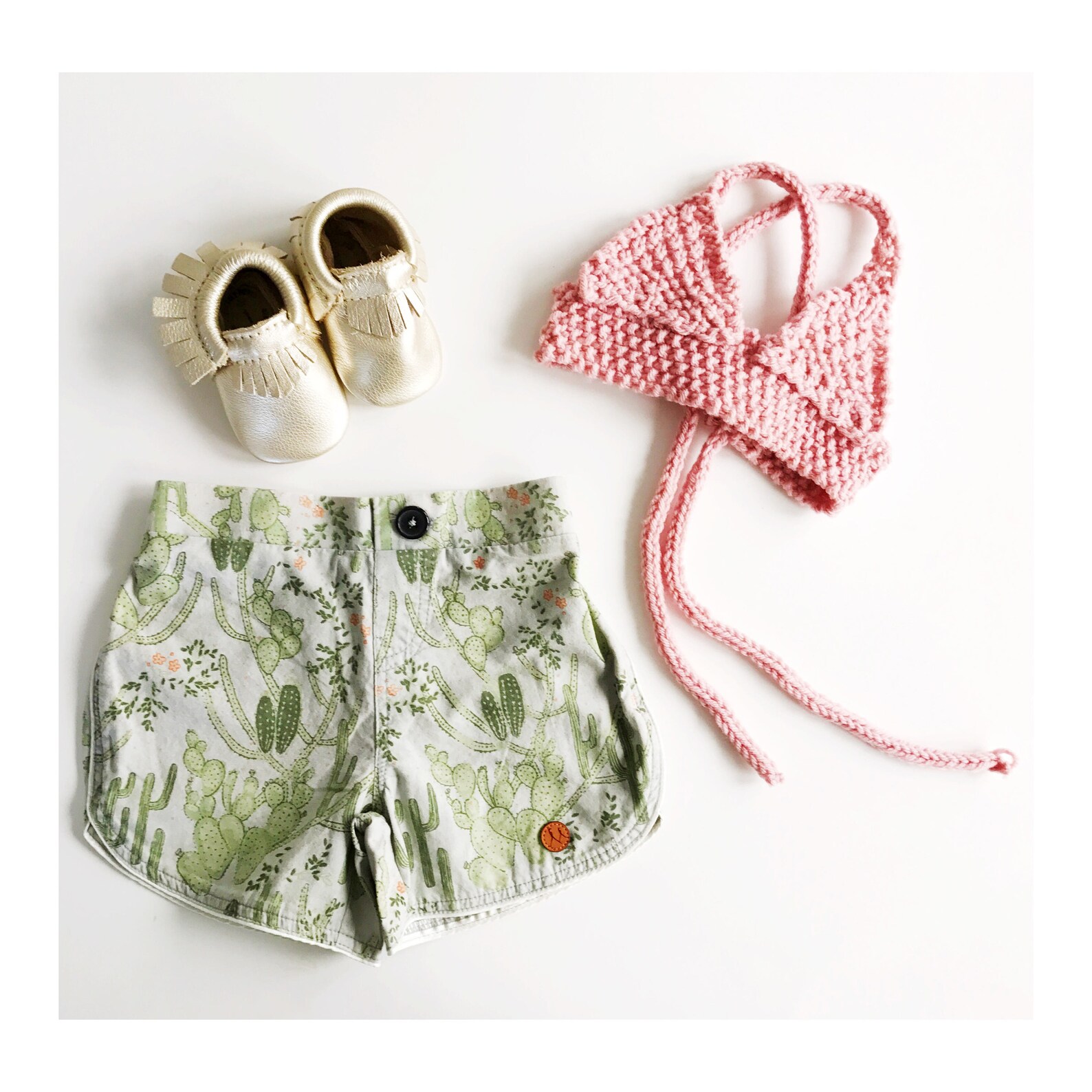 Toddler Knit Bikini Top and Bottom 2 Piece Set (2-5y) - Beige