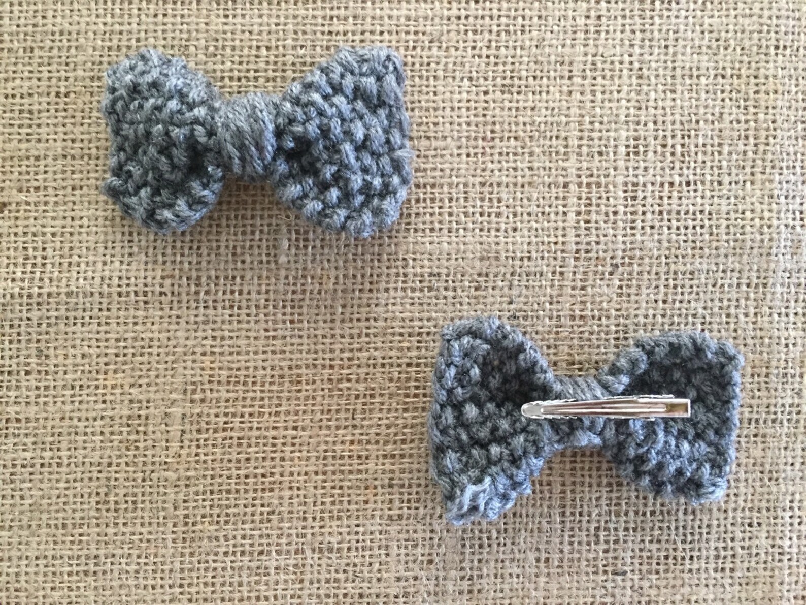Set of Two CREAM KNIT BOWS Hand Knit Bows Matching Bow Hair Etsy