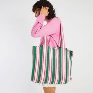 Crochet Candy Stripe Bag Pattern PDF | Easy Tote Bag Crochet Pattern | Beginner Shoulder Bag Tutorial | Instant Digital Download