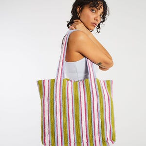 Crochet Candy Stripe Bag Pattern PDF | Easy Tote Bag Crochet Pattern | Beginner Shoulder Bag Tutorial | Instant Digital Download