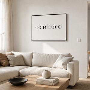 Simple Moon Phase Poster, Line Art Celestial Print, Boho Neutral Wall Decor, Modern Mystic Bedroom Art