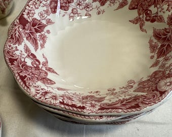 Ciotole per cereali vintage Johnson Brothers Strawberry Fair, prodotte nel Regno Unito, da 7 pollici.