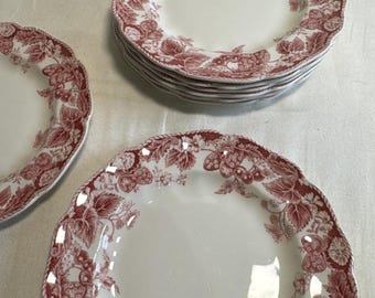 Plato de pan vintage Johnson Brothers Strawberry Fair, fabricado en el Reino Unido, de 6,5 pulgadas.