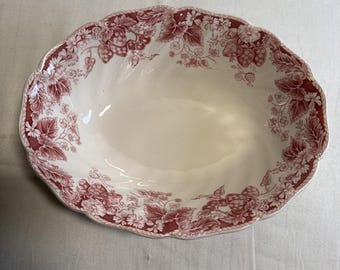 Bol para servir vintage Johnson Brothers Strawberry Fair, fabricado en el Reino Unido, 9 pulgadas.