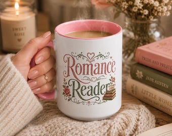 Romance Reader Mug, Romance Book Lover Gift, Bookish Coffee Mug, Cozy Reader Cup, Bookworm Tea Mug, Cottagecore Mug, Romantic Book Gift