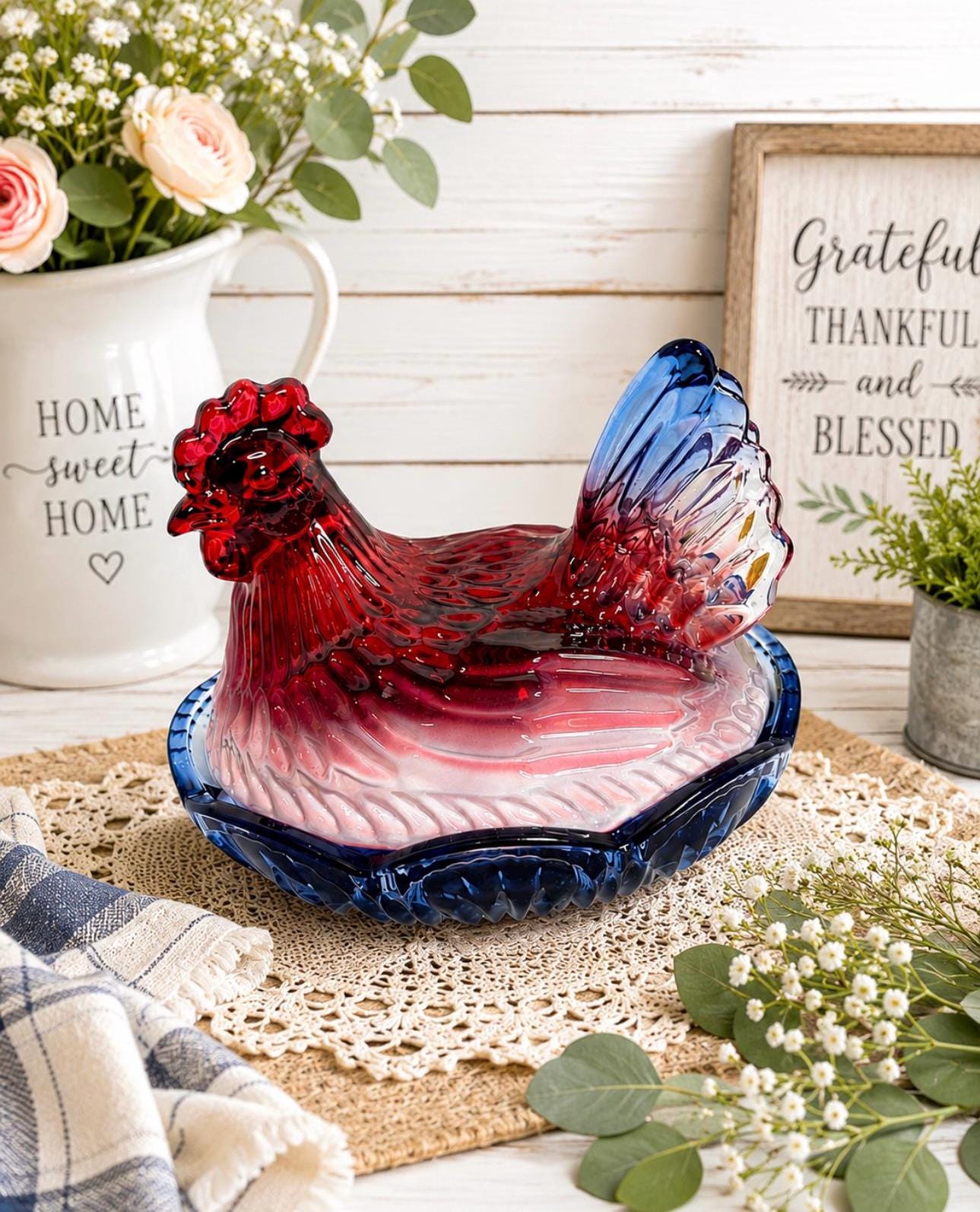 Red Fenton Hen on Nest - Etsy