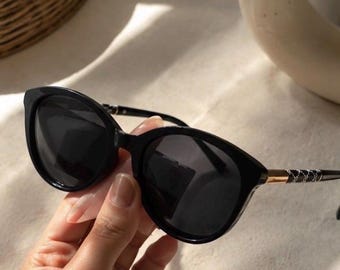 Luxury Polarized Cat Eye Sunglasses for Women, Black Designer Style Shades, Fashion Summer Sunglasses, UV Protection Eyewear