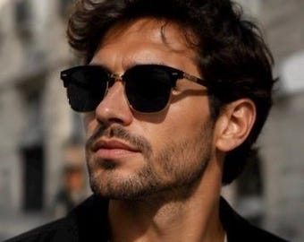 Luxury Retro Sunglasses Men Women – Black Gold Designer Style Shades – UV Protection Fashion Eyewear – Vintage Inspired Stylish Sunglasses