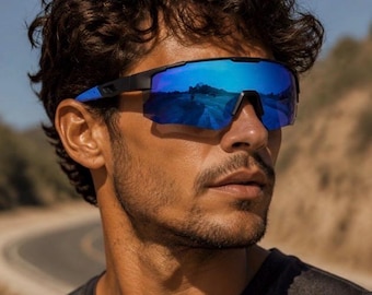 Unisex Sport Sunglasses – Blue Mirrored Outdoor Shades