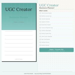 UGC Creator Planner Printable PDF, Fillable UGC Business Planner, Brand Deal Tracker, Income Log, Content Calendar, Video Script Template