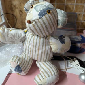 Handmade Patchwork Fabric Teddy Bear Plush Toy - Free Shipping