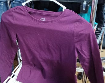 Wonder Nation Kids Long Sleeve Shirt Size 10-12 Purple - Free Shipping