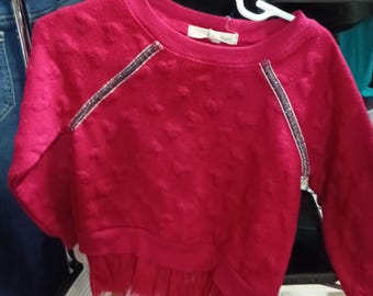 Self Esteem Girls' Red Sweater with Tulle Hem - Size 3T - Free Shipping