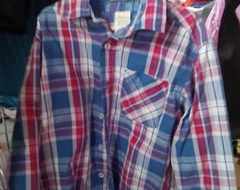 Faded Glory Plaid Button-Up Shirt - Medium - Free Shipping!