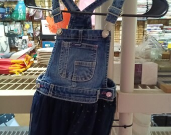 Jordache Girls' Denim Overall Dress with Tulle Skirt - Size 5T - Free Shipping
