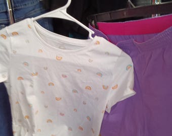 Wonder Nation Girls' Rainbow T-Shirt & Purple Shorts Set (10-12) - Free Shipping