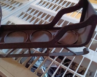 Vintage Cast Iron Horse Sleigh Candle Holder for 3 Candles - Free Shipping