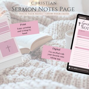 Pagina per appunti di sermoni cristiani / Inserto per diario di studio biblico (download digitale)