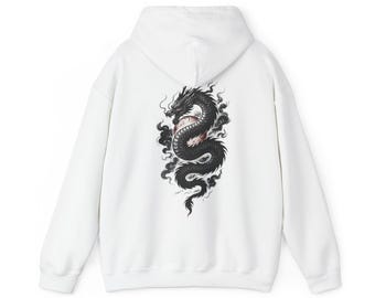 Felpa con cappuccio giapponese Moon Dragon – Collezione Dragons Streetwear ispirata alla mitologia, regalo di alta qualità