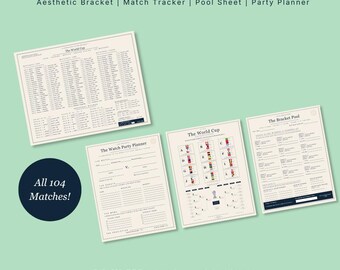 World Cup 2026 Printables Bundle | Bracket Poster + Match Tracker + Watch Party Planner + Bracket Pool | Soccer Football Host Kit