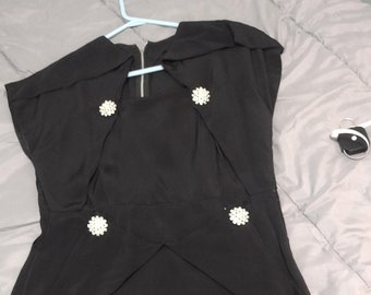 1950's Black Evening Cocktail Dress. Waist 32. Size Small.