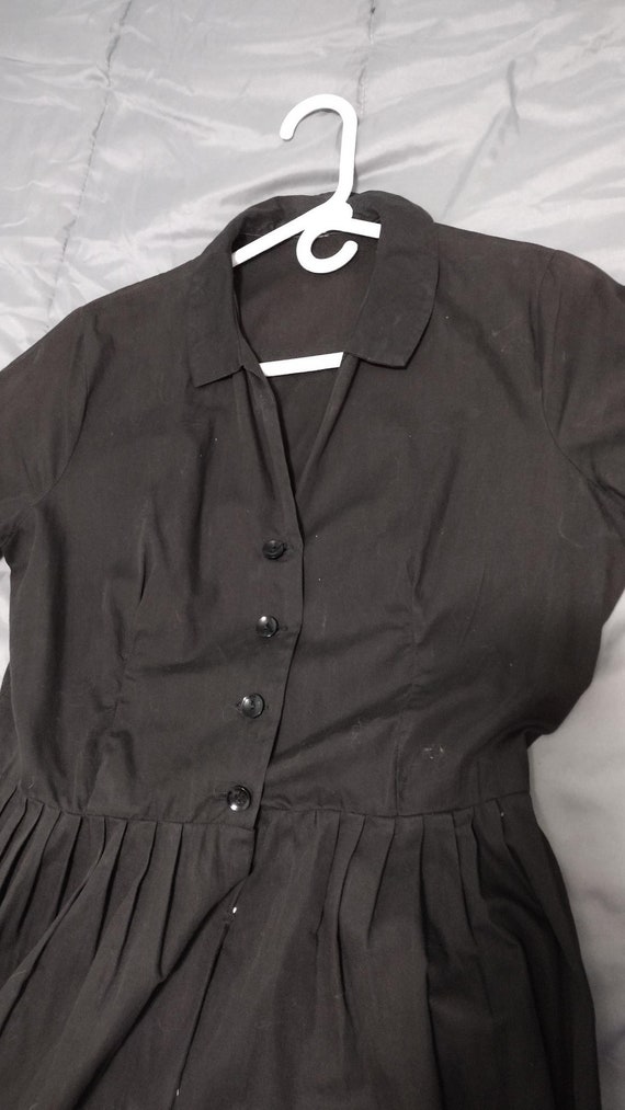 1950's black day dress, 30 inch waist, size small - image 4