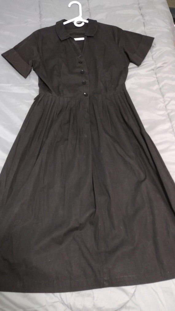 1950's black day dress, 30 inch waist, size small