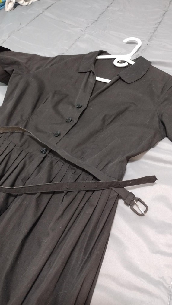1950's black day dress, 30 inch waist, size small - image 5