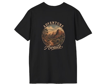 Adventure Awaits Shirt | Mountain Landscape Graphic T-Shirt