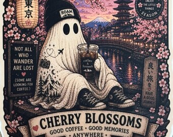 Cherry Blossom Roam Sticker | Japan Travel Ghost Vinyl Sticker