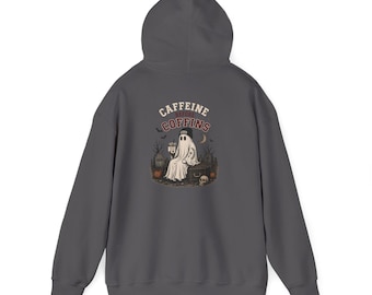 Caffeine Before Coffins Hooded Sweatshirt | Halloween Ghost Coffee Hoodie