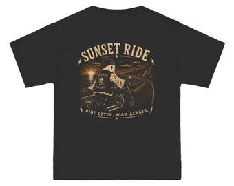 Sunset Ride Motorcycle T-Shirt | Vintage Biker Graphic Tee | Roam Often