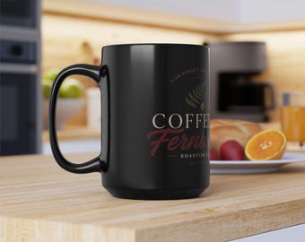 Coffee & Fernweh Black Ceramic Mug