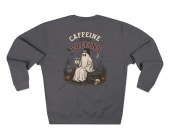 Caffeine Before Coffins Crewneck Sweatshirt | Spooky Coffee Sweatshirt
